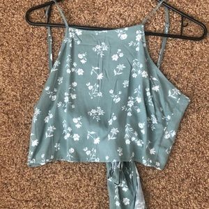 Floral halter tie back top